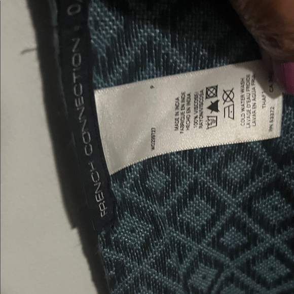 French Connection Blue Patterned Scarf - Picture 4 of 6